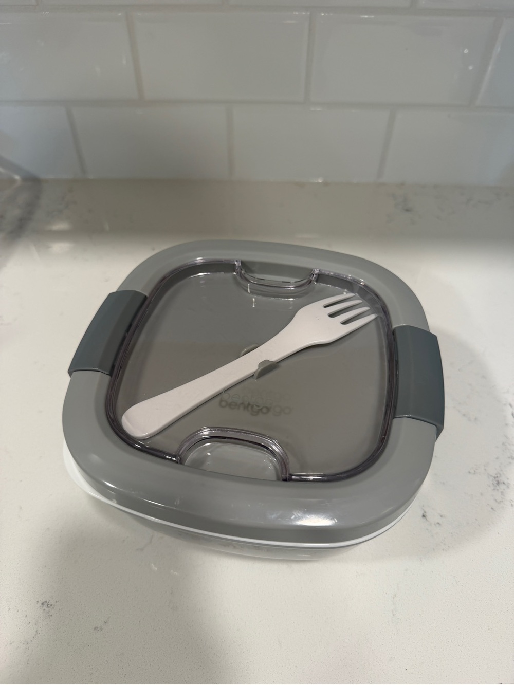 Compact Gray Meal Prep Bentgo Container with Fork